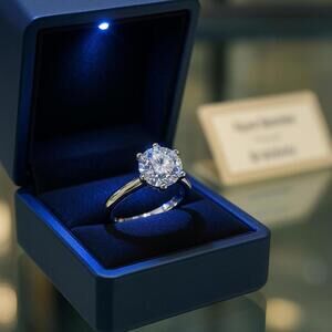 5Ct CZ Solitaire Ring 18K White Gold Plated Six Prong Size 5 NWT